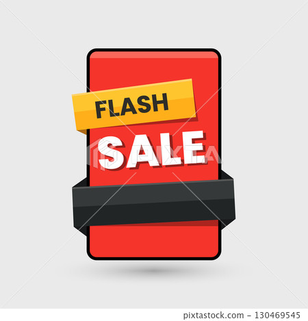Flash Sale Badge with Ribbon 130469545