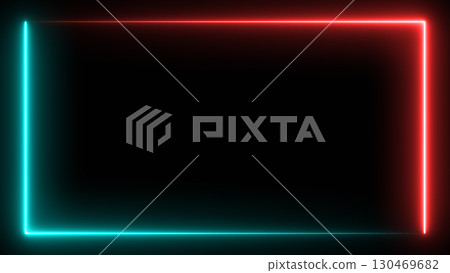 Red and blue-green neon line frame Red and blue-green neon line frame 130469682