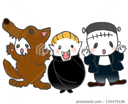 Children dressed up for Halloween 130470186