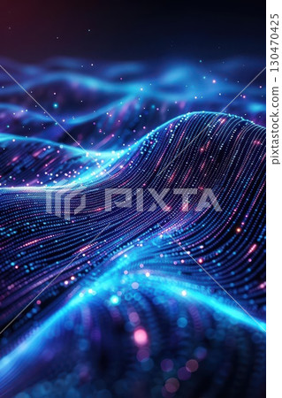 Abstract blue and purple swirling light pattern with bokeh effect. 130470425