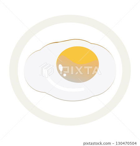 盤子上的煎蛋插圖素材 130470504