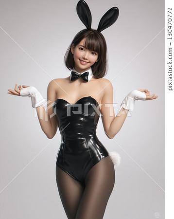 Portrait of a woman in a black bunny girl costume Portrait of a woman in a black bunny girl costume 130470772