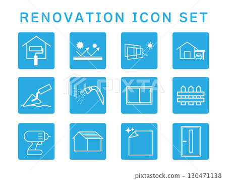 房屋裝修圖示集（淺藍色） 130471138