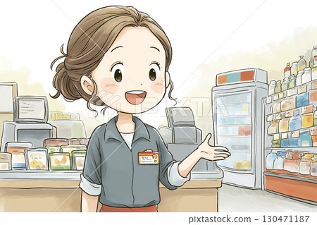 Miyu系列：女店員在店內展示商品 130471187