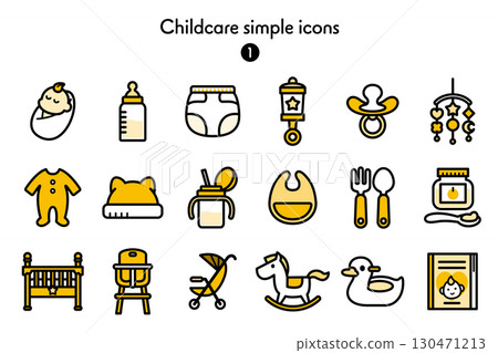 簡單圖示集合兒童保育 簡單圖示集合兒童保育 130471213