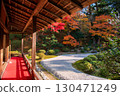 Manshuin temple terrace by rock garden with autumn maple leaf, Kyoto 130471249