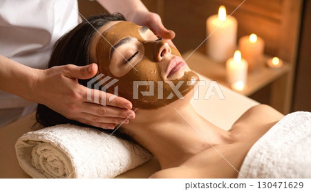 在水療中心享受泥敷放鬆時光 130471629
