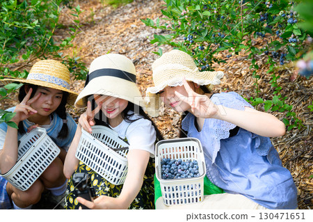 Three female friends enjoying taking a selfie Three female friends enjoying taking a selfie 130471651