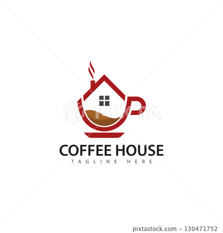 coffee house logo design illustration 130471752