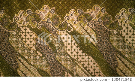 Elegant green batik - loyal inspired textile pattern. 130471848