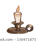Illustration of a candle in a candlestick 130471873