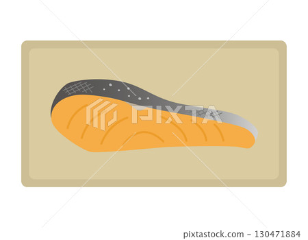 A simple illustration of grilled salmon on a plate 130471884