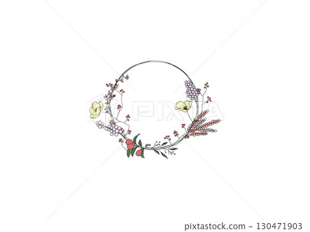 Natural muted color flower wreath 130471903
