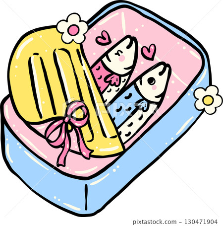 Cute Pastel Sardines in Can Hand Drawn, Girly Fisherman Aesthetic 130471904