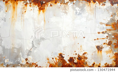 A mottled texture of white and rust 130471944