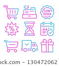 Pink neon EC icon set Y2K style 130472062