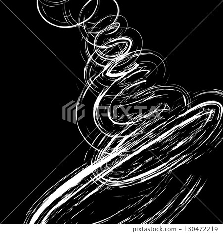 Hand-drawn swirl white line impulse art 130472219
