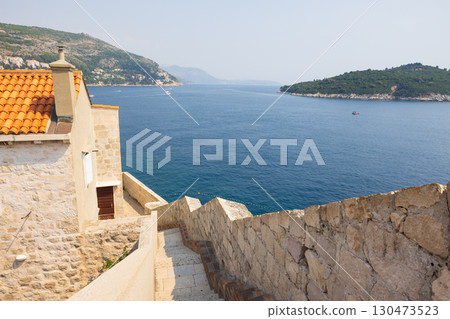 View of the old city walls of Dubrovnik in Croatia, Europe 130473523