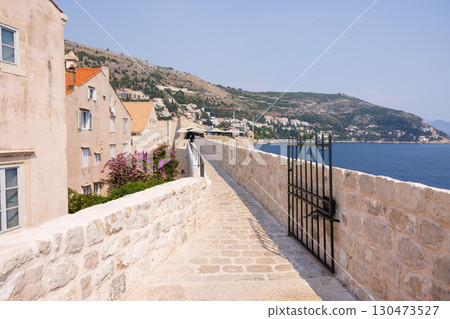 View of the old city walls of Dubrovnik in Croatia, Europe 130473527