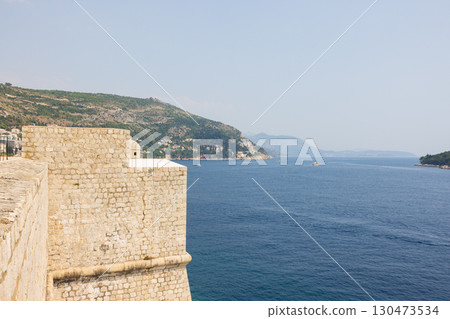 View of the old city walls of Dubrovnik in Croatia, Europe View of the old city walls of Dubrovnik in Croatia, Europe 130473534