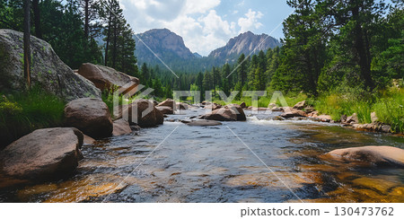 Mountain River Landscape Serene Nature Photography Mountain River Landscape Serene Nature Photography 130473762