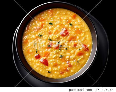 Warm and comforting Lentil soup  with vegetables 130473952