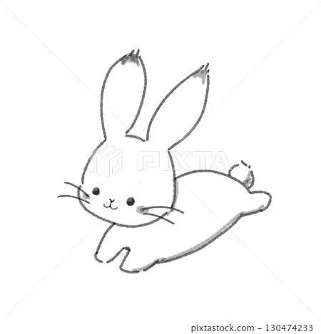 A cute and relaxed rabbit running - ink painting style A cute and relaxed rabbit running - ink painting style 130474233