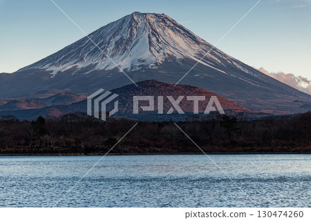 Mount Fuji at dusk as seen from Lake Shojiko 130474260