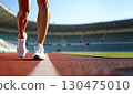 Sport Backgrounds, Male runner ready for sports exercise, Athlete running on athletic track. 130475010