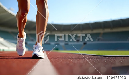 Sport Backgrounds, Male runner ready for sports exercise, Athlete running on athletic track. 130475010