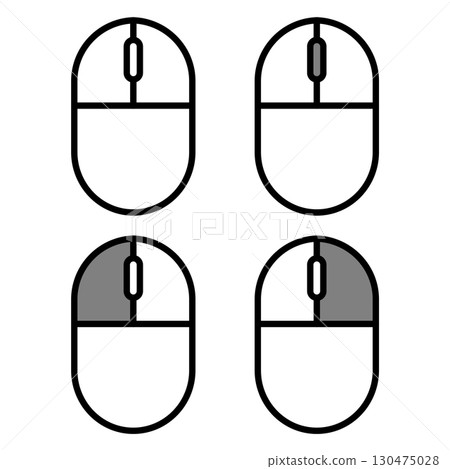 顯示單擊和滾動操作的滑鼠插圖 130475028