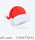 Santa Claus cartoon red hat silhouette in flat style. Happy New Year symbol decoration template.Merry Christmas clothes holiday vector illustration elements for design 130475432