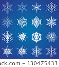 set of vector snowflakes isolated on blue background 130475433