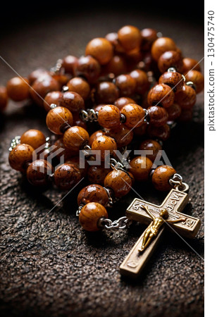 Ai photorealistic macro photo of a rosary with a crucifix Ai photorealistic macro photo of a rosary with a crucifix 130475740