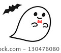 Halloween ghost with bat and red bow tie 130476080