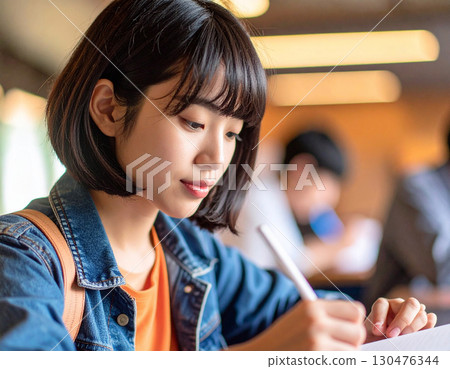 young woman studying 130476344