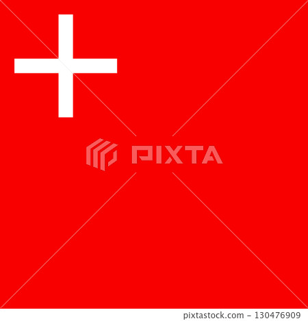 Flag of the Canton of Schwyz in Switzerland. 130476909