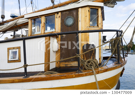 Old wooden vessel moored in Helsinki, Finland 130477009
