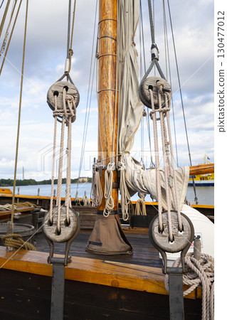 Old wooden vessel moored in Helsinki, Finland 130477012