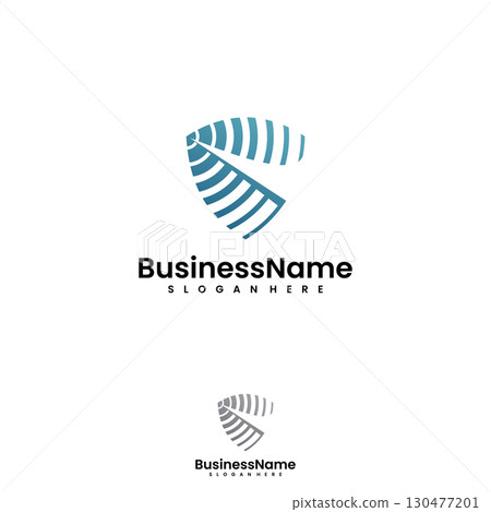 Shield Radar and sonar scanner abstract wave line logo design 130477201