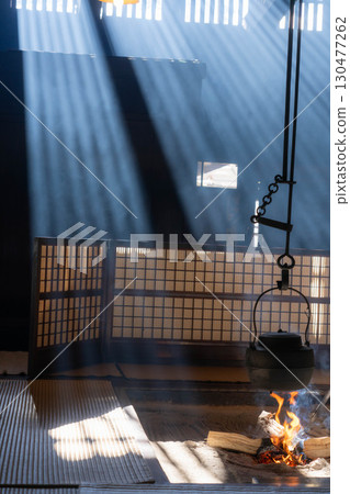 [光束素材] 妻子籠宿脅本陣奧谷的光束，冬季的特色【長野縣】 130477262