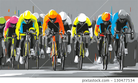 豐富多彩的自行車比賽場景 130477534