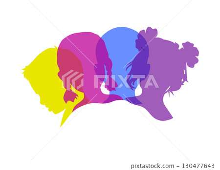 Kids zone. silhouettes of children faces. Stock vector illustration. hand drawn. Not AI. Kids zone. silhouettes of children faces. Stock vector illustration. hand drawn. Not AI. 130477643