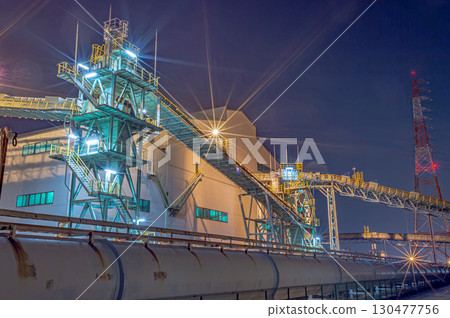 Thermal power plant night view 130477756