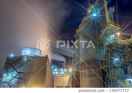 Thermal power plant night view 130477757