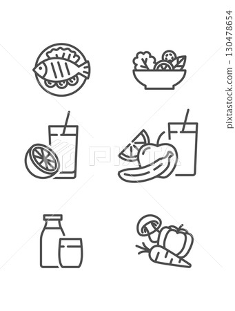 Healthy food line icons stock illustration Healthy food line icons stock illustration 130478654
