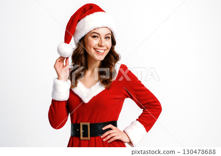 woman dressed as santa 130478688