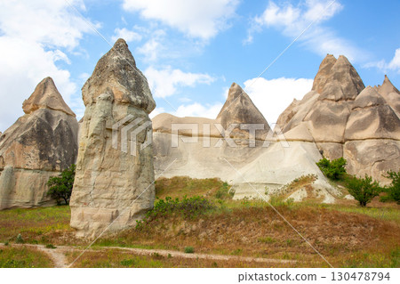Unique rock formations in Cappadocia showcase natural beauty in Turkey's landscape Unique rock formations in Cappadocia showcase natural beauty in Turkey's landscape 130478794