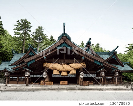Shrine and Shimenawa illustration 130478980