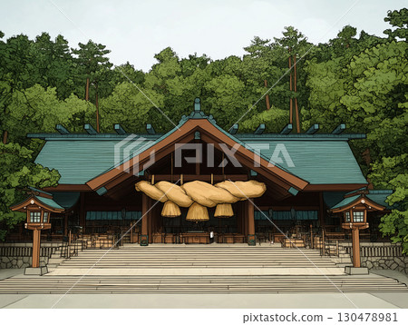 Shrine and Shimenawa illustration 130478981